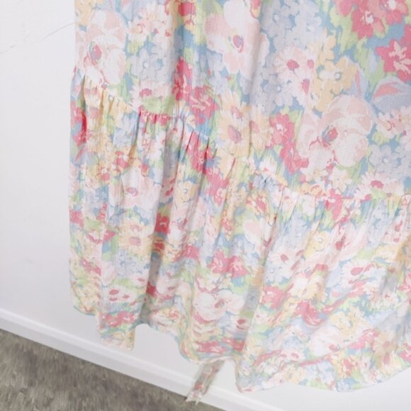 Joe Fresh x Jillian Harris Womens Tiered Maxi Wrap Dress Ruffle Floral - Picture 4 of 9